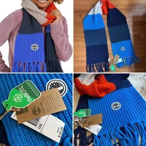 NEW $58 Timberland Colorblock Knit Fringe Scarf